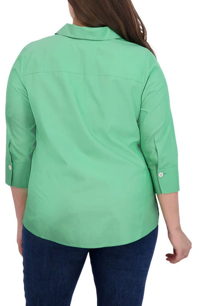 Foxcroft Meghan Solid Cotton Button-up Shirt In New Leaf