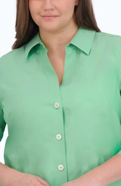 Foxcroft Meghan Solid Cotton Button-up Shirt In New Leaf