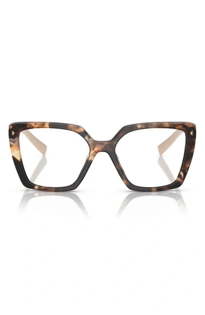 Shop Prada 51mm Square Optical Glasses In Brown Tort