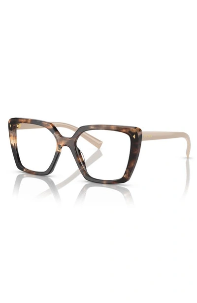 Prada 51mm Square Optical Glasses In Brown Tort