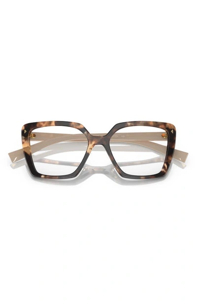Shop Prada 51mm Square Optical Glasses In Brown Tort