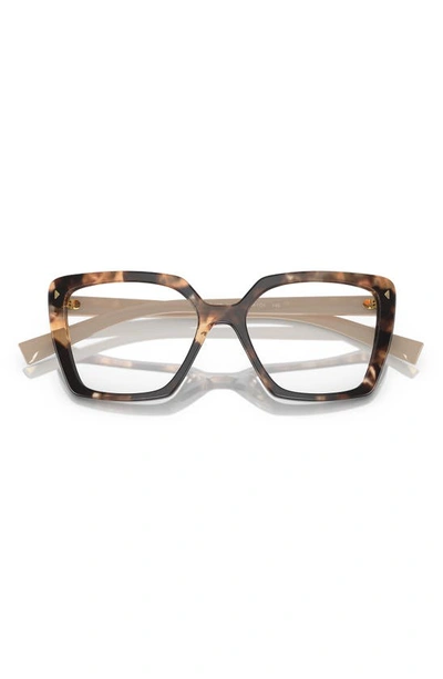 Prada 51mm Square Optical Glasses In Brown Tort
