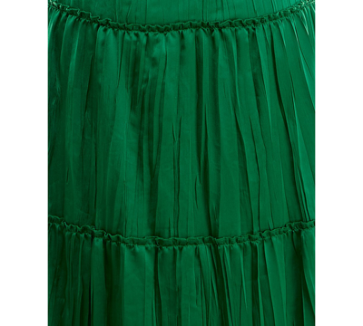Shop Crystal Doll Juniors' Puff-sleeve Crinkle Satin Dress In Emerald