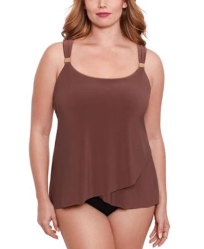 Shop Miraclesuit Plus Size Draped Tankini Top Bikini Bottoms In Tamarind