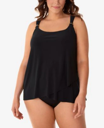 Shop Miraclesuit Plus Size Draped Tankini Top Bikini Bottoms In Tamarind