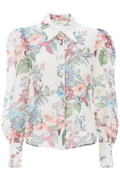 Shop Zimmermann Matchmaker Shirt In Floral Organza In White