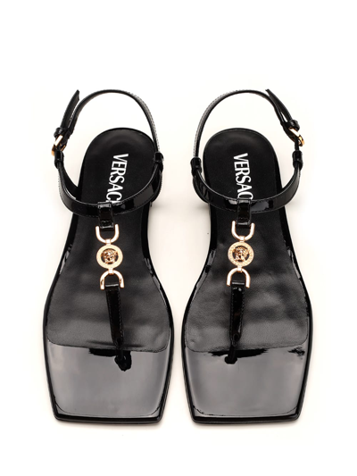 Shop Versace Medusa 95 Flat Sandals In Black