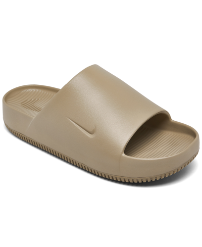 Shop Nike Men's Calm Slide Sandals From Finish Line In Khaki