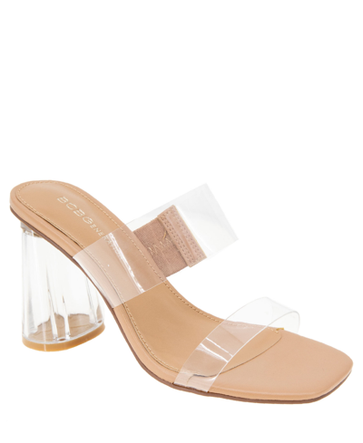Shop Bcbgeneration Women's Parisa Block-heel Vinyl Dress Sandals In Clear,tan