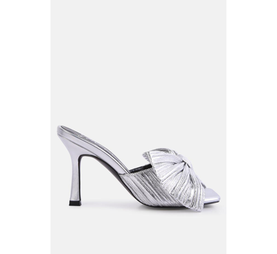 Shop London Rag Women's Wonderbuz High Heeled Bow Slider Sandals In Silver