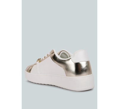 Shop London Rag Women Nemo Contrasting Metallic Faux Leather Sneakers In Champagne Gold