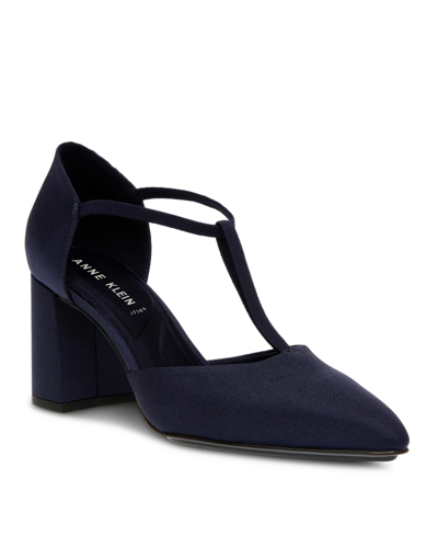 Shop Anne Klein Women's Barclay Pointed Toe Pumps In Navy Fabric
