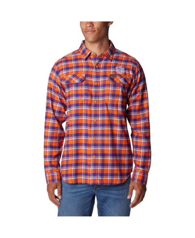 Shop Columbia Men's  Orange Clemson Tigers Flare Gun Flannel Long Sleeve Shirt