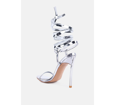 Shop London Rag Women's Smacker Leg Silhouette Stiletto Heels Sandals In Silver