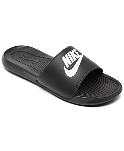 Shop Nike Men's Victori One Slide Sandals From Finish Line In Black,white