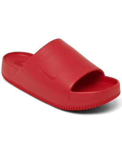 Shop Nike Men's Calm Slide Sandals From Finish Line In University Red,red
