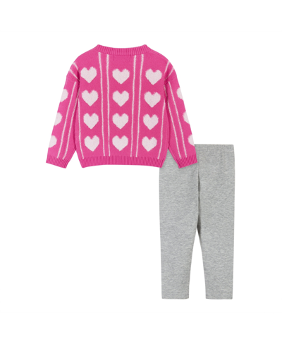 Shop Andy & Evan Infant Girls Heart Sherpa Sweater & Legging Set In Medium Pink