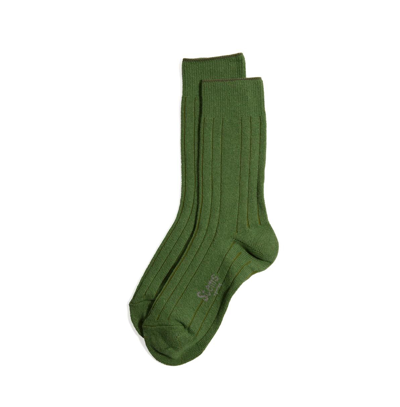 Shop Stems Lux Cashmere Wool Crew Socks In Green