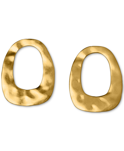 Shop Oma The Label 18k Gold-plated Hammered Front-facing Hoop Earrings In Gold Tone