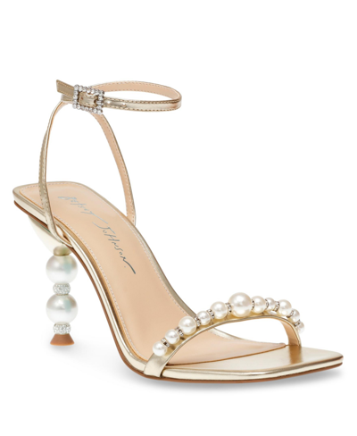 Shop Betsey Johnson Women's Jacy Strappy Embellished Evening Sandals In Gold