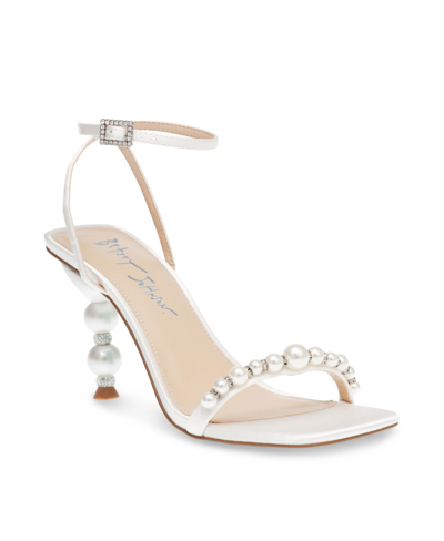 Shop Betsey Johnson Women's Jacy Strappy Embellished Evening Sandals In Ivory