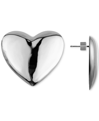 Shop Oma The Label Vintage Heart Statement Stud Earrings In Silver Tone