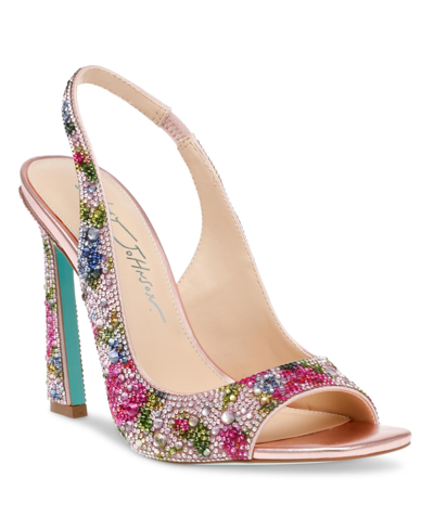 Shop Betsey Johnson Women's Mina Rhinestone Peep Toe Evening Sandals In Floral Multi