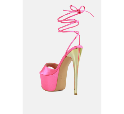 Shop London Rag Women's Passion Fruit Dramatic Platform Lace-up Heel Sandals In Pink