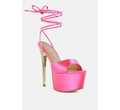 Shop London Rag Women's Passion Fruit Dramatic Platform Lace-up Heel Sandals In Pink