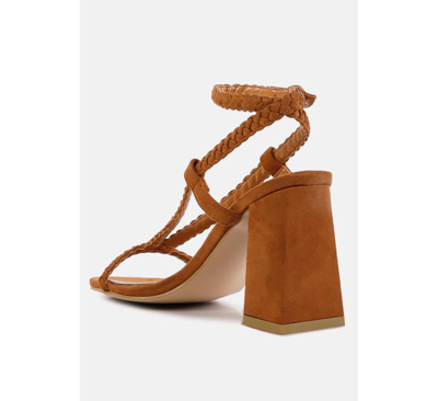 Shop London Rag Women's Smoosh Braided Block Heel Sandals In Tan