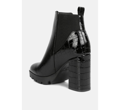 Shop London Rag Women's Foxy Faux Leather Croc Chelsea Boots In Black