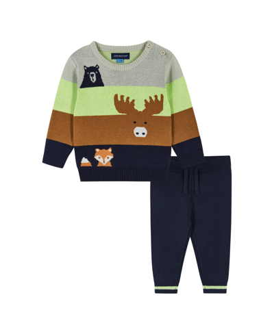 Shop Andy & Evan Infant Boys Olive Porcupine Sweater Set In Medium Brown