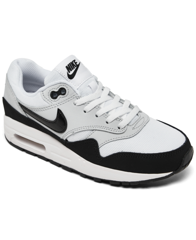 Shop Nike Big Kids Air Max 1 Casual Sneakers From Finish Line In White,pure Platinum,black