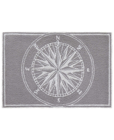 Shop Liora Manne Frontporch Compass Black And Gray 2' X 3' Outdoor Area Rug In Black,gray