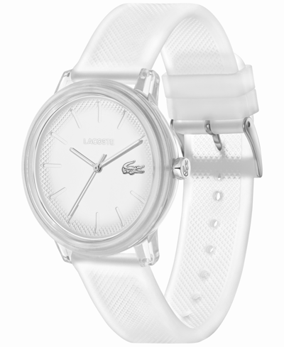 Shop Lacoste Unisex L.12.12 Quartz White Semi-transparent Silicone Strap Watch 42mm