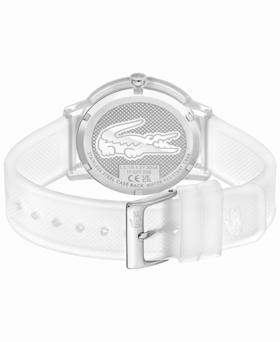 Shop Lacoste Unisex L.12.12 Quartz White Semi-transparent Silicone Strap Watch 42mm