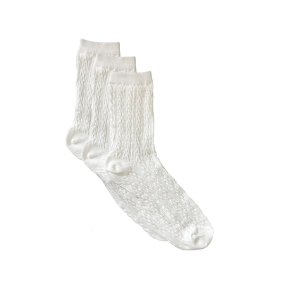Shop Stems Three Pack Cable Knit Crew Socks In White