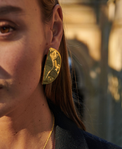 Shop Oma The Label Abstract Half-circle Drop Earrings In Gold Tone
