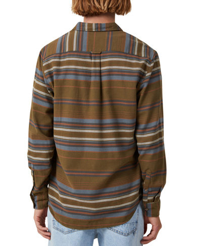 Shop Cotton On Men's Camden Long Sleeve Shirt In Army Stripe