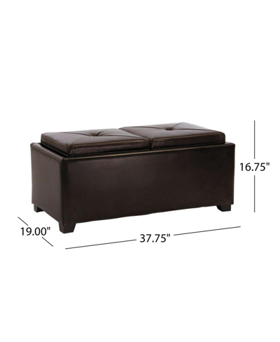 Noble House Maxwell Contemporary Tray Top Storage Ottoman In Brown