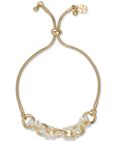 Shop Lucky Brand Gold-tone Imitation Pearl Twisted Slider Bracelet