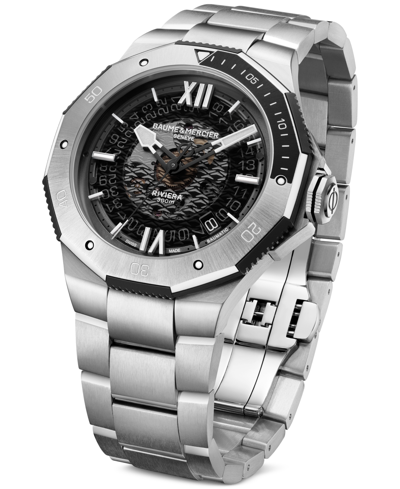 Shop Baume & Mercier Men's Swiss Automatic Riviera Stainless Steel Bracelet Watch 42mm In Grey