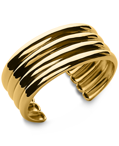 Shop Oma The Label 18k Gold-plated Ribbed Cuff Bracelet In Gold Tone