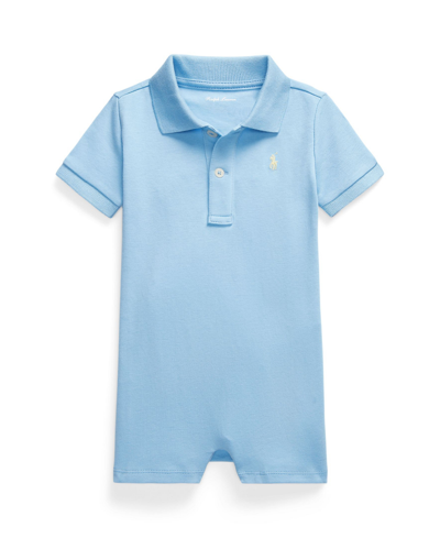 Shop Polo Ralph Lauren Baby Boys Soft Cotton Polo Shortall In Blue Lagoon