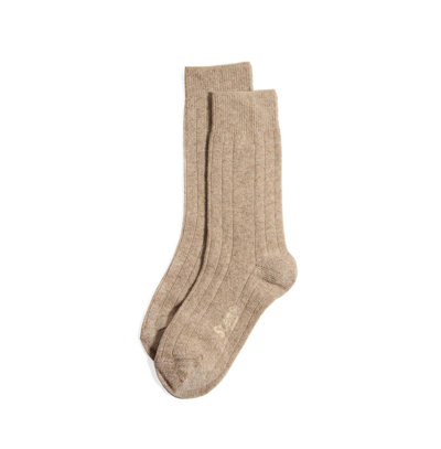 Shop Stems Lux Cashmere Wool Crew Socks In Oat