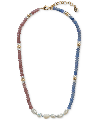 Shop Lucky Brand Two-tone Mixed Bead Single Strand Necklace, 16" + 3" Extender In Yellow