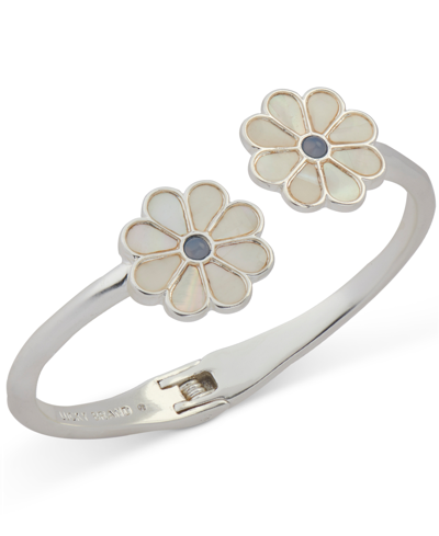 Shop Lucky Brand Silver-tone Color Stone & Mother-of-pearl Daisy Cuff Bracelet