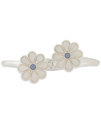 Shop Lucky Brand Silver-tone Color Stone & Mother-of-pearl Daisy Cuff Bracelet