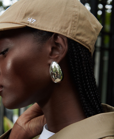 Oma The Label Abstract Tear-shape Dome Drop Earrings In Silver Tone