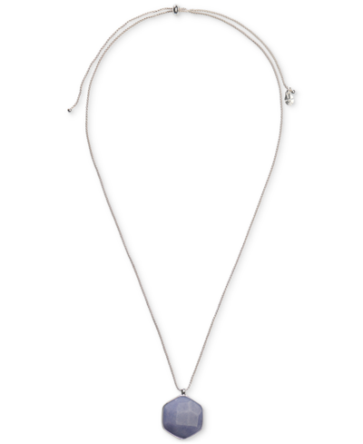 Shop Lucky Brand Silver-tone Stone Hexagon 30" Adjustable Pendant Necklace